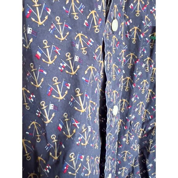 Vintage Tommy Hilfiger Nautical Anchor Button Down Shirt Navy Blue Large 90s - Picture 5 of 5